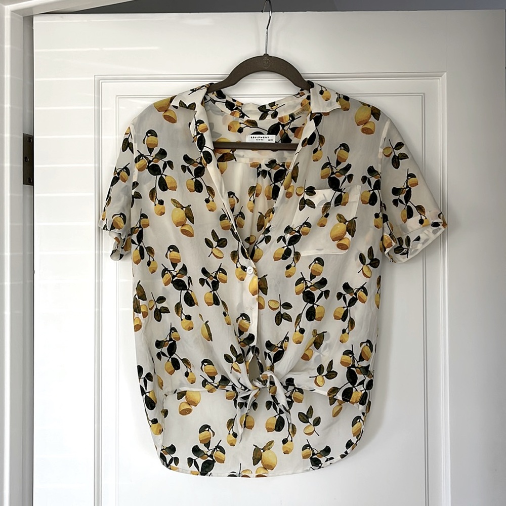 Equipment Keira Lemon Tie Front Blouse